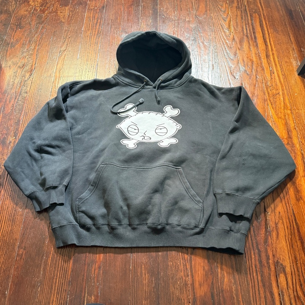 Vintage 2005 Family Guy Hoodie Mens 2XL Stewie Griffin Crossbones Grunge Y2K